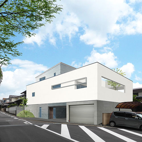 高低差敷地 混構造 ガレージハウス