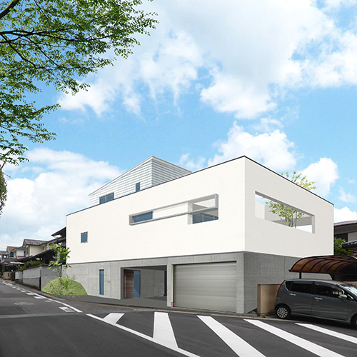 高低差敷地 混構造 ガレージハウス